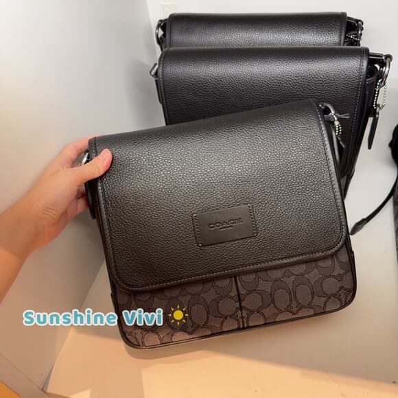 NWT COACH Sprint Map Bag 25 Signature Jacquard CE534 CHARCOAL/BLACK - Picture 1 of 6